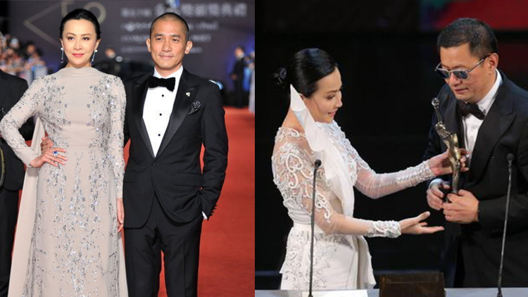 刘嘉玲主动拥抱古天乐,肩带却意外滑落