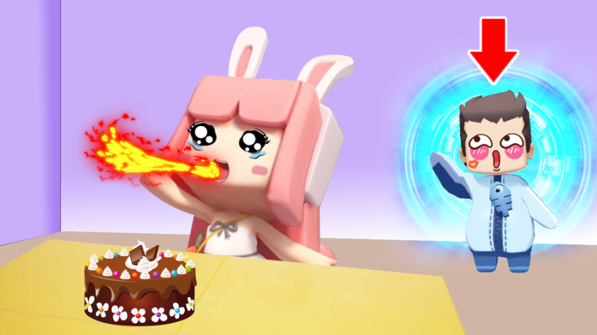 迷你世界:小铃铛偷吃木鱼蛋糕,辣到吐火,还是难逃木鱼手掌