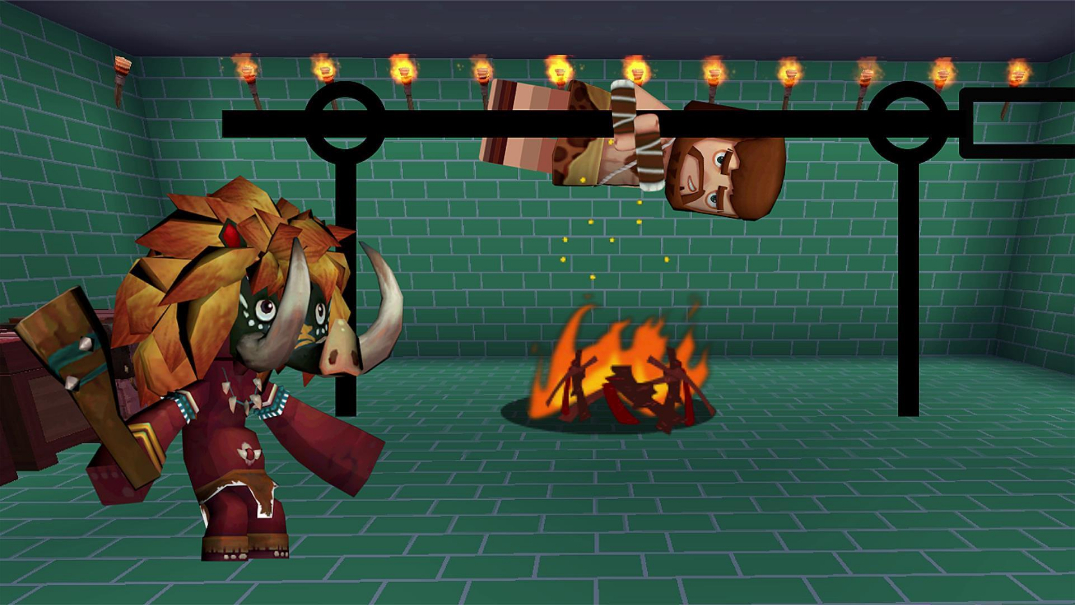 迷你世界东游记:担心酋长太冷,好心的野人帮他烤火